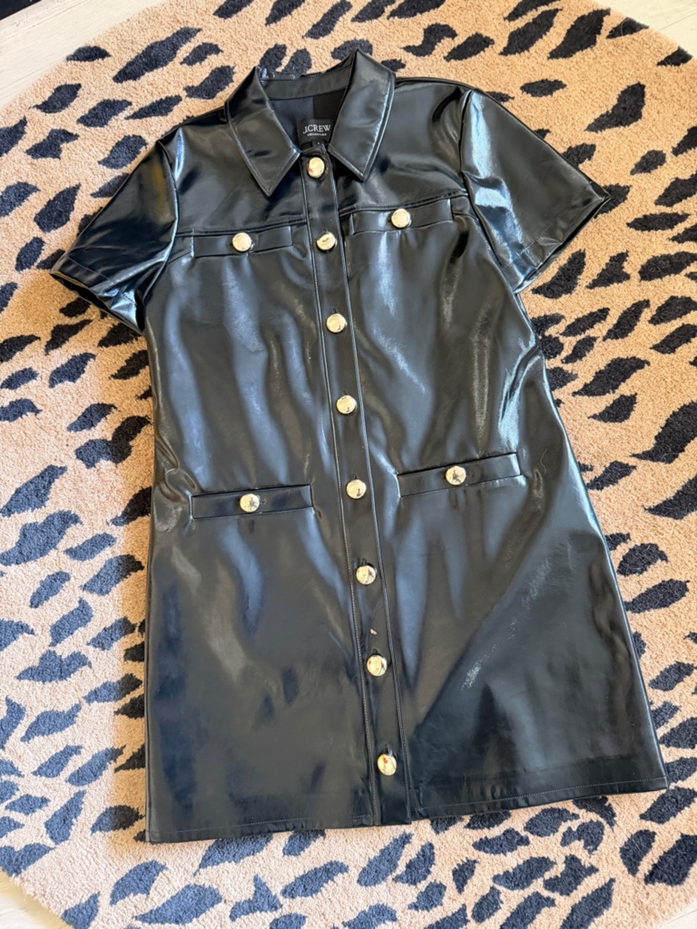 J. Crew Collection Gamine Moni Shirtdress in faux patent leather